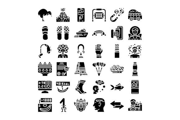 Assortment of Black Glyph Icon Collection