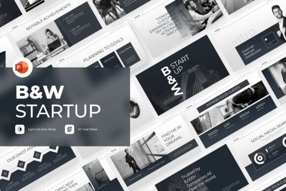 B W Startup PowerPoint Template