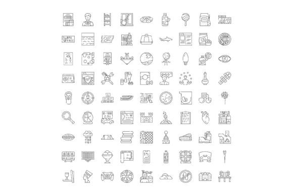 Collection of Linear Icons Representing Everyday Concepts and Digital Needs