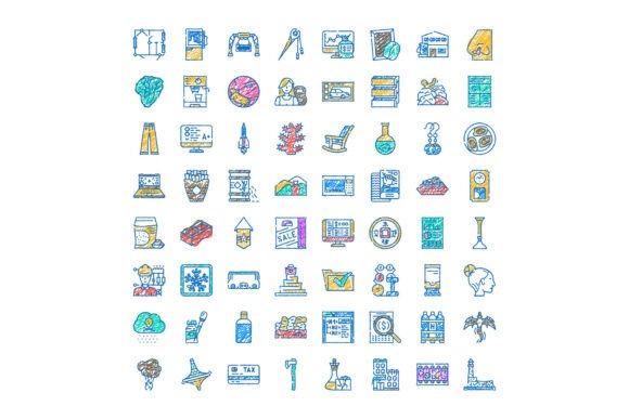 Colorful Hand Drawn Scribble Icons Colle