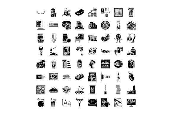 Diverse Collection of Black Icons Illust