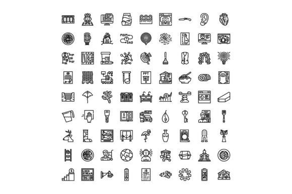 Diverse Minimalist Line Art Icons Collection