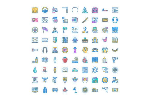 Doodle Icons Set Drawing Various Daily O