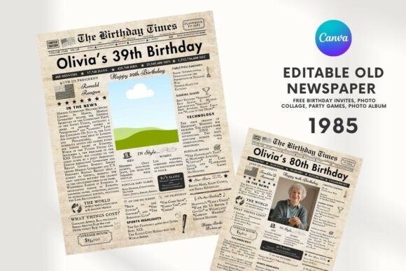 EDITABLE 39 Birthday Newspaper