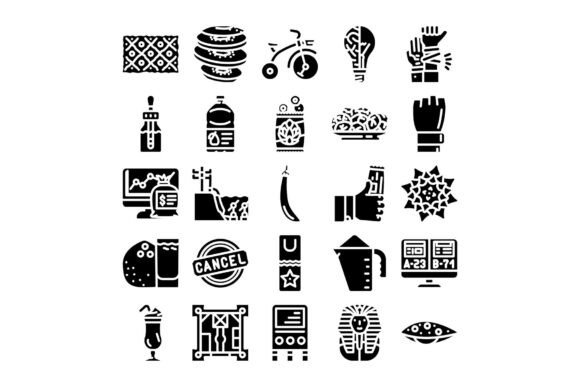 Glyph Collection Displaying Various Obje
