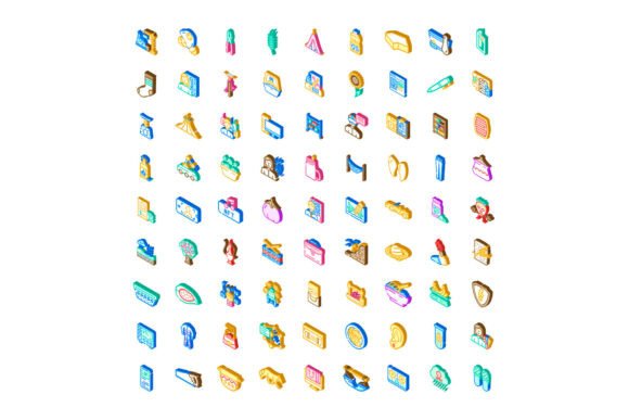 Isometric Icons Collection Pictograms in