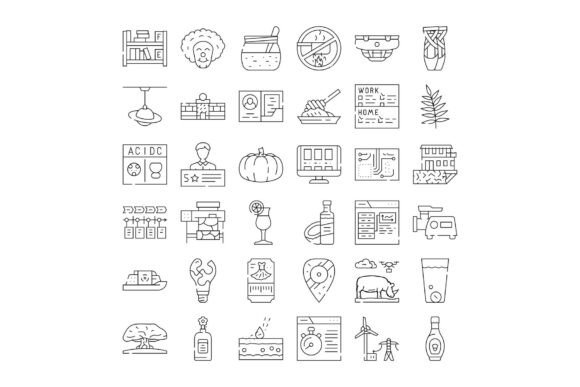 Miscellaneous Outline Icons Representing Universal Visual Language in Digital Design