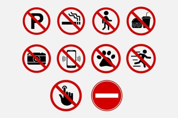 Prohibition Signs Elements Collection: Clear, Scalable, and Universally Recognizable Vector Icons