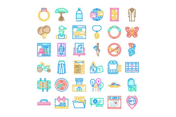Various Line Art Icons and Symbols