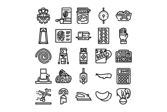 Various Line Icons Illustrating Daily Ob